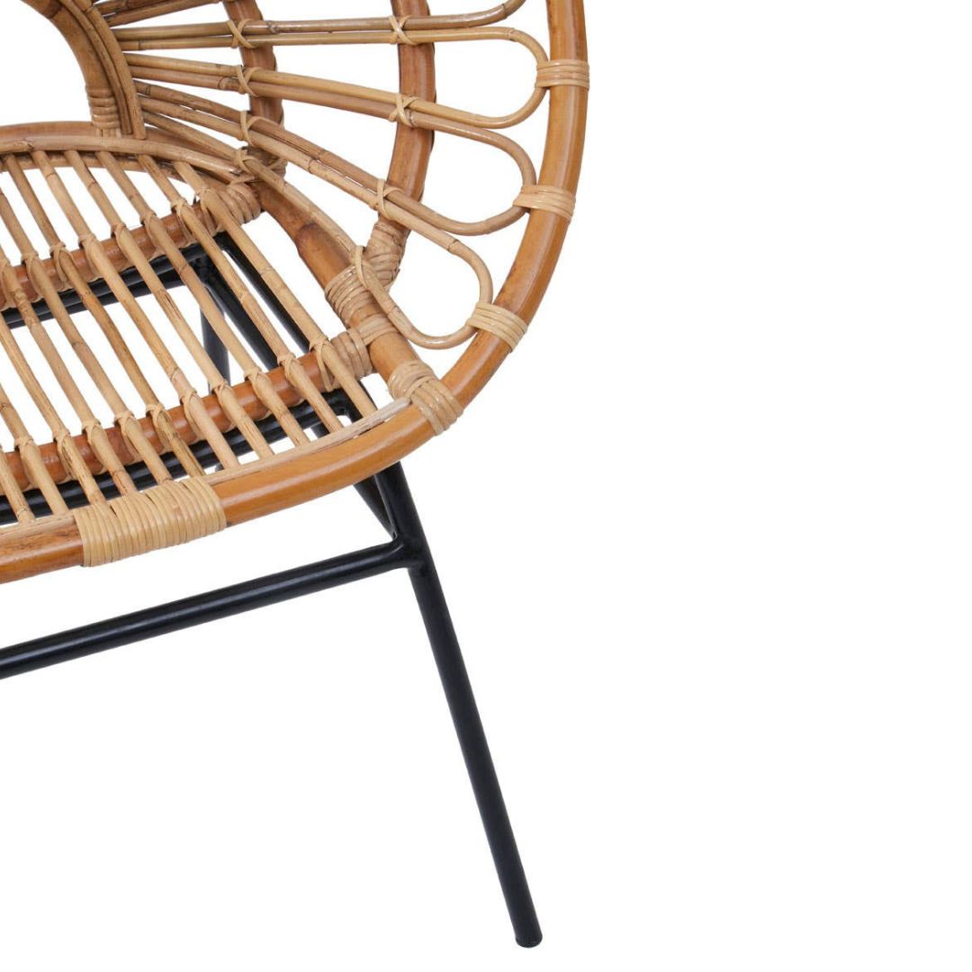 Savana Flared Back Natural Rattan Chair – Metal Frame