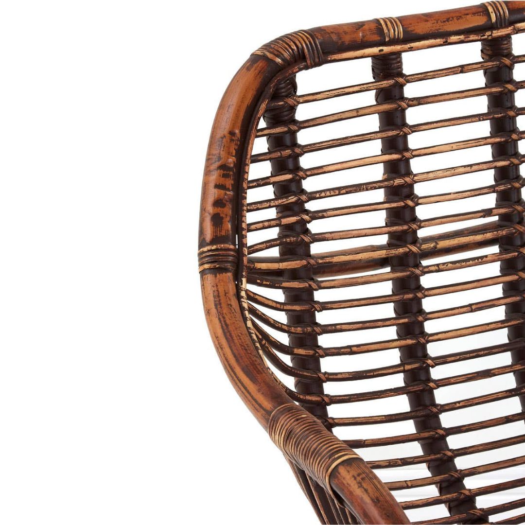 Savana Horizontal Weave Natural Rattan Chair – Metal Frame