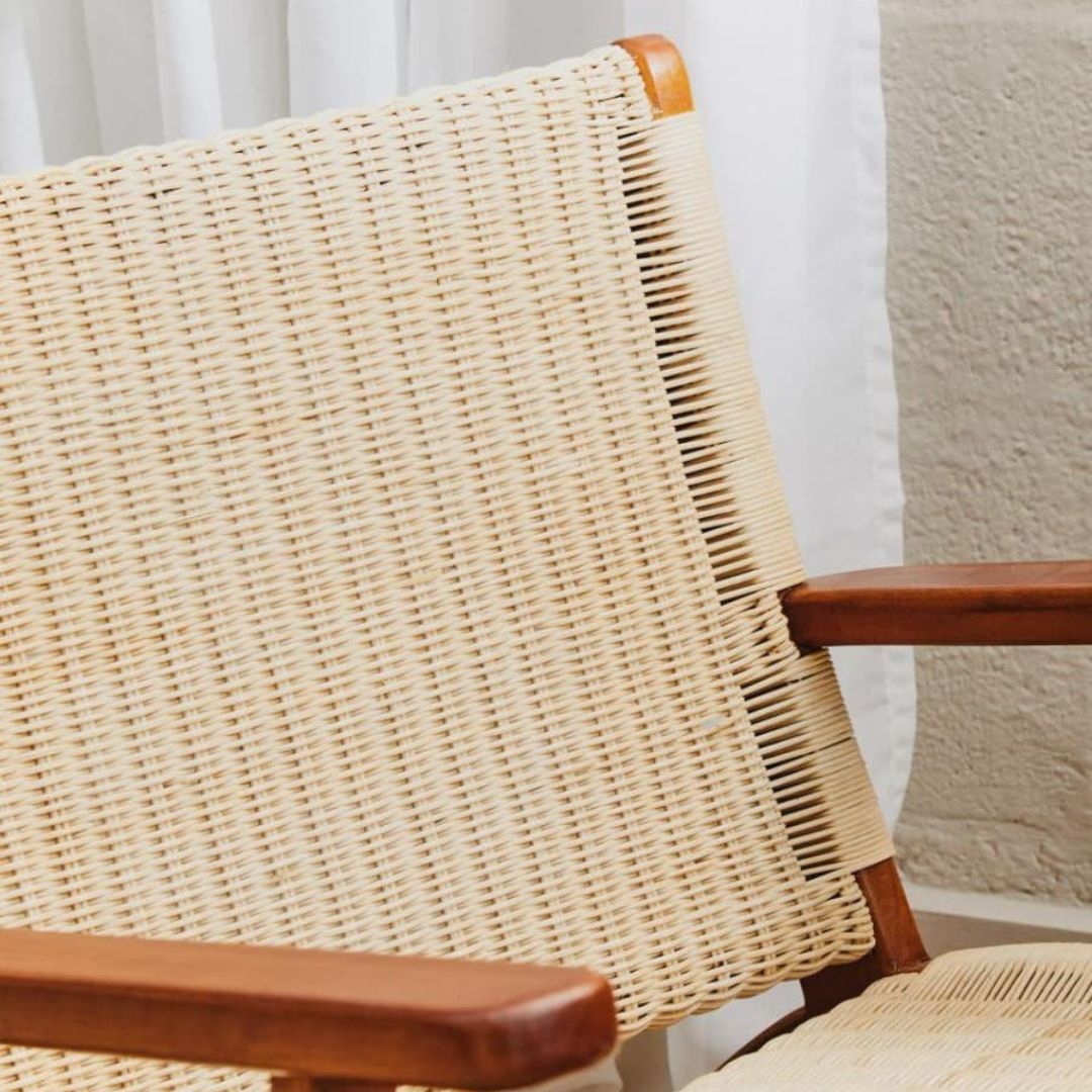 Savana Natural Rattan Woven Lounge Chair – Wooden Frame