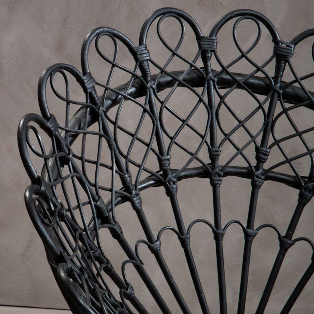 Savana Peacock Black Rattan Chair – Metal Frame