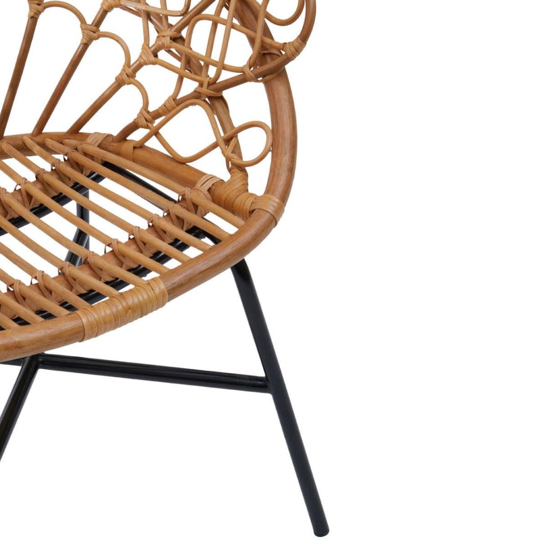 Savana Peacock Natural Rattan Chair – Metal Frame