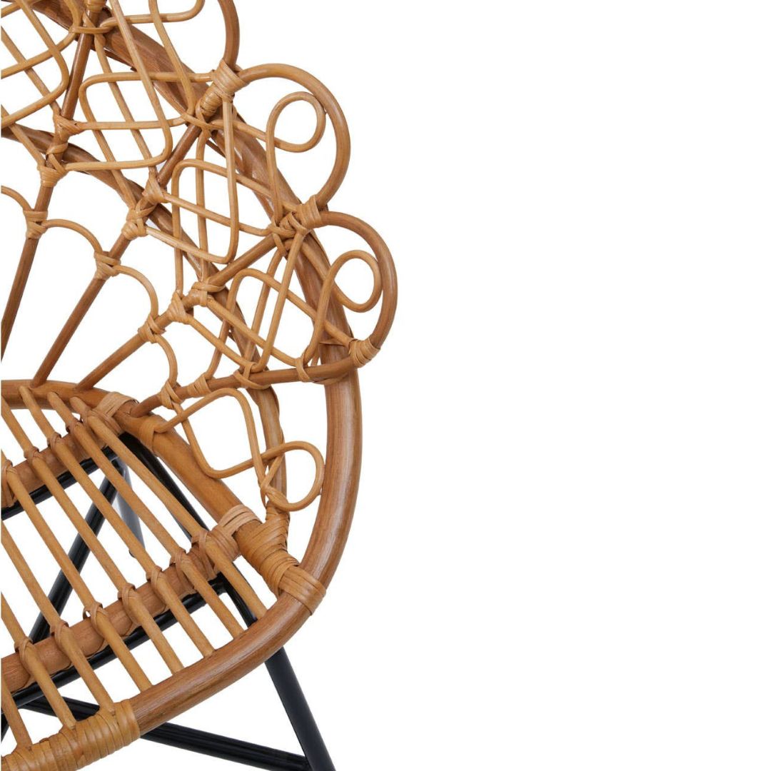 Savana Peacock Natural Rattan Chair – Metal Frame