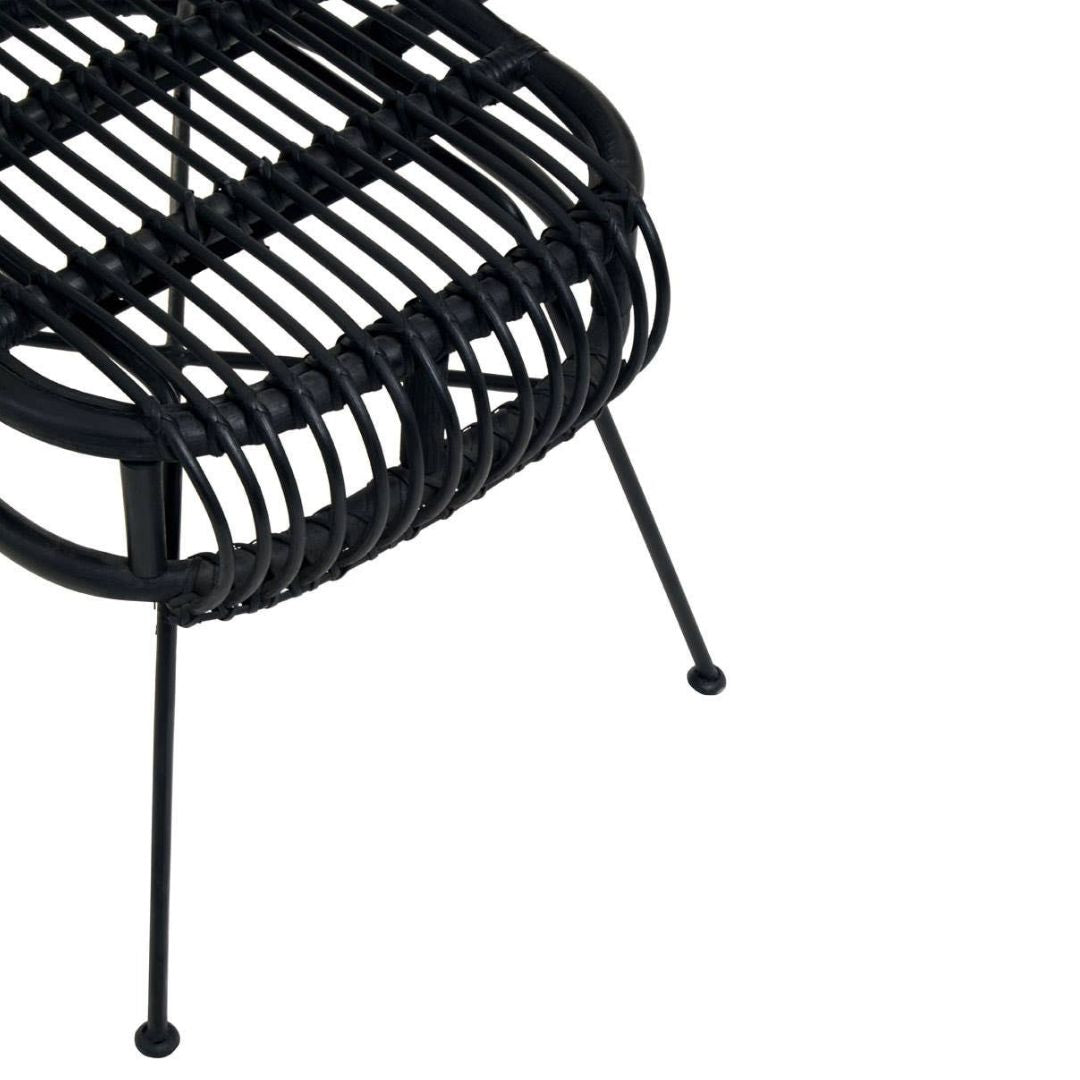 Savana Scalloped Black Rattan Chair – Metal Frame