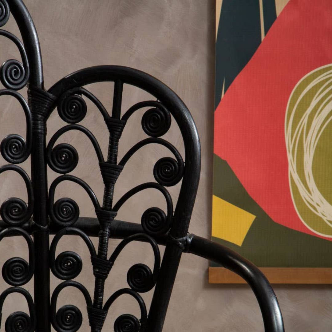 Savana Scalloped Black Rattan Chair – Metal Frame