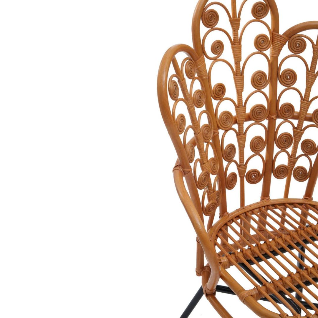 Savana Scalloped Natural Rattan Chair – Metal Frame