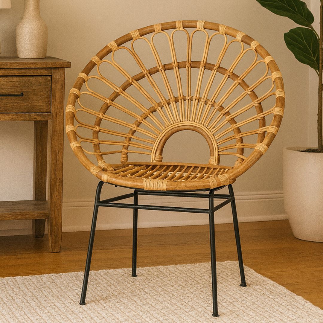 Savana Sunflower Natural Rattan Chair – Metal Frame