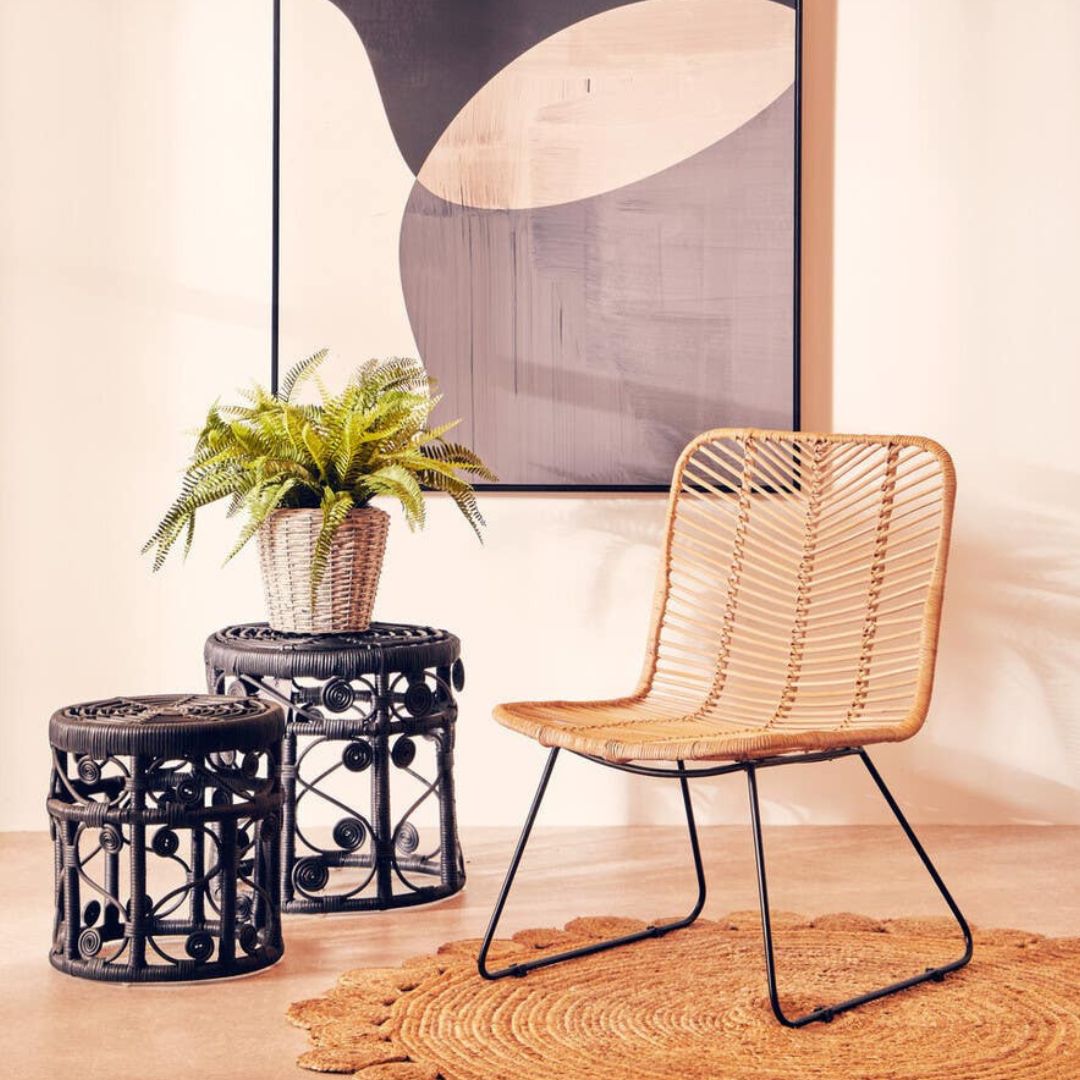 Savana Whitewash Rattan Chair – Metal Frame