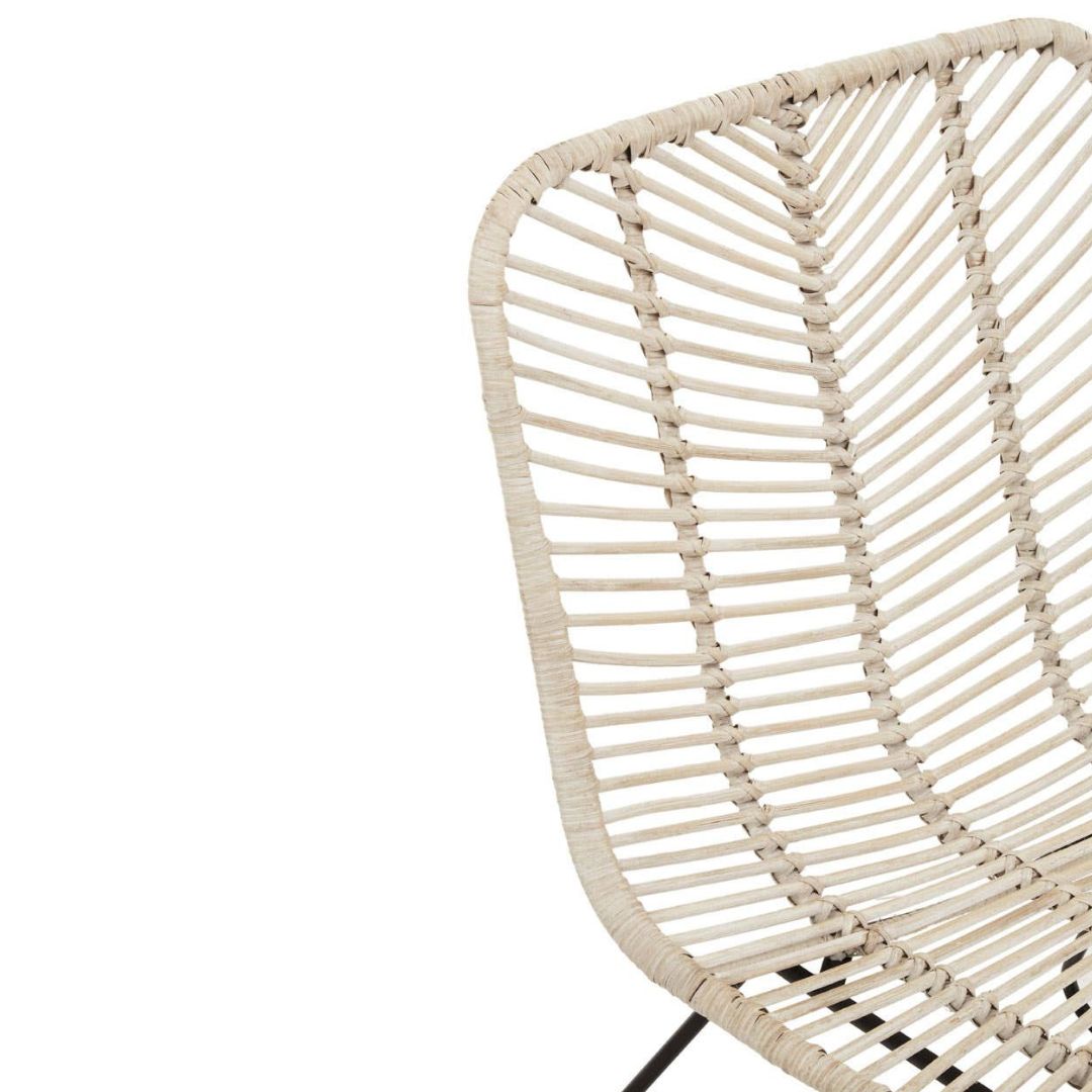 Savana Whitewash Rattan Chair – Metal Frame