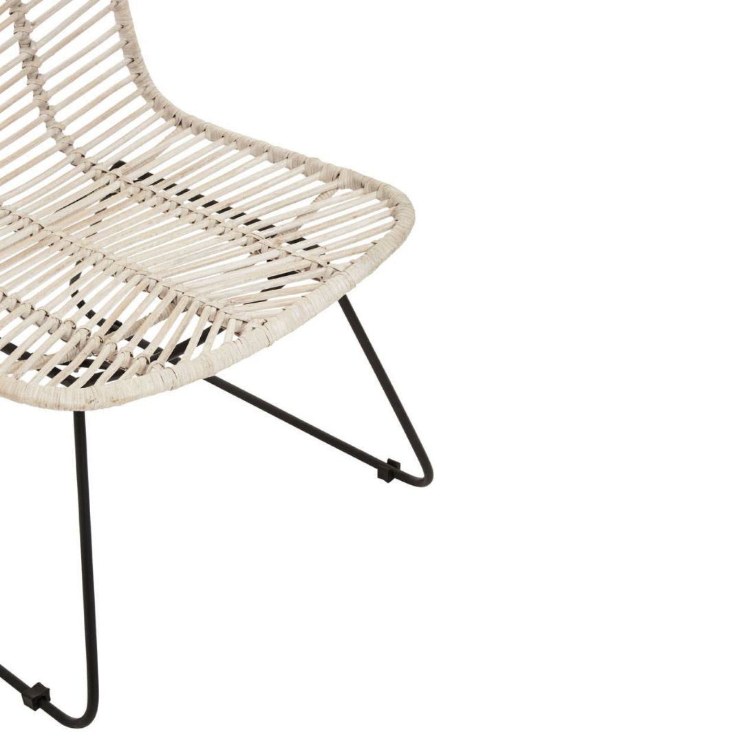 Savana Whitewash Rattan Chair – Metal Frame