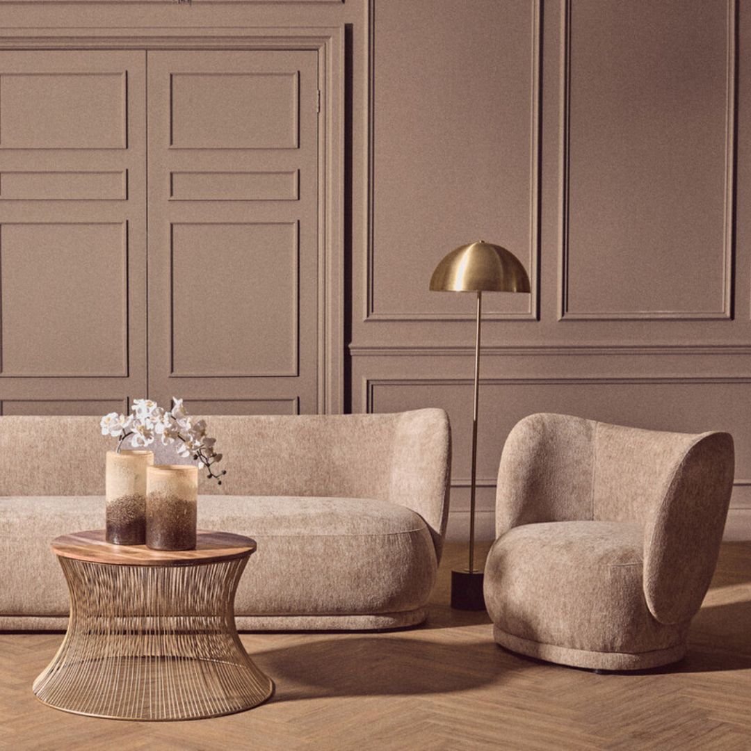 Seraphine Deep Stone Chenille Curved Chair - INSIDE HOUSE