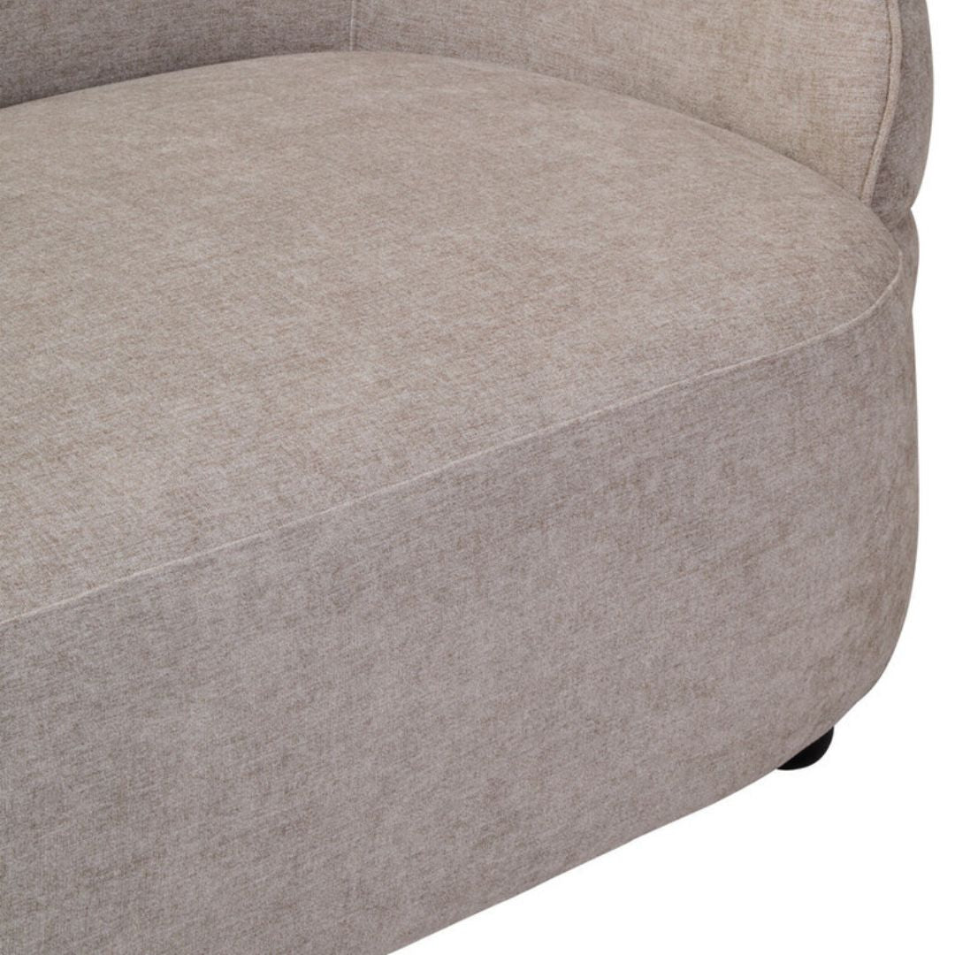 Sienna Taupe Chenille Curved 3-Seater Sofa - INSIDE HOUSE