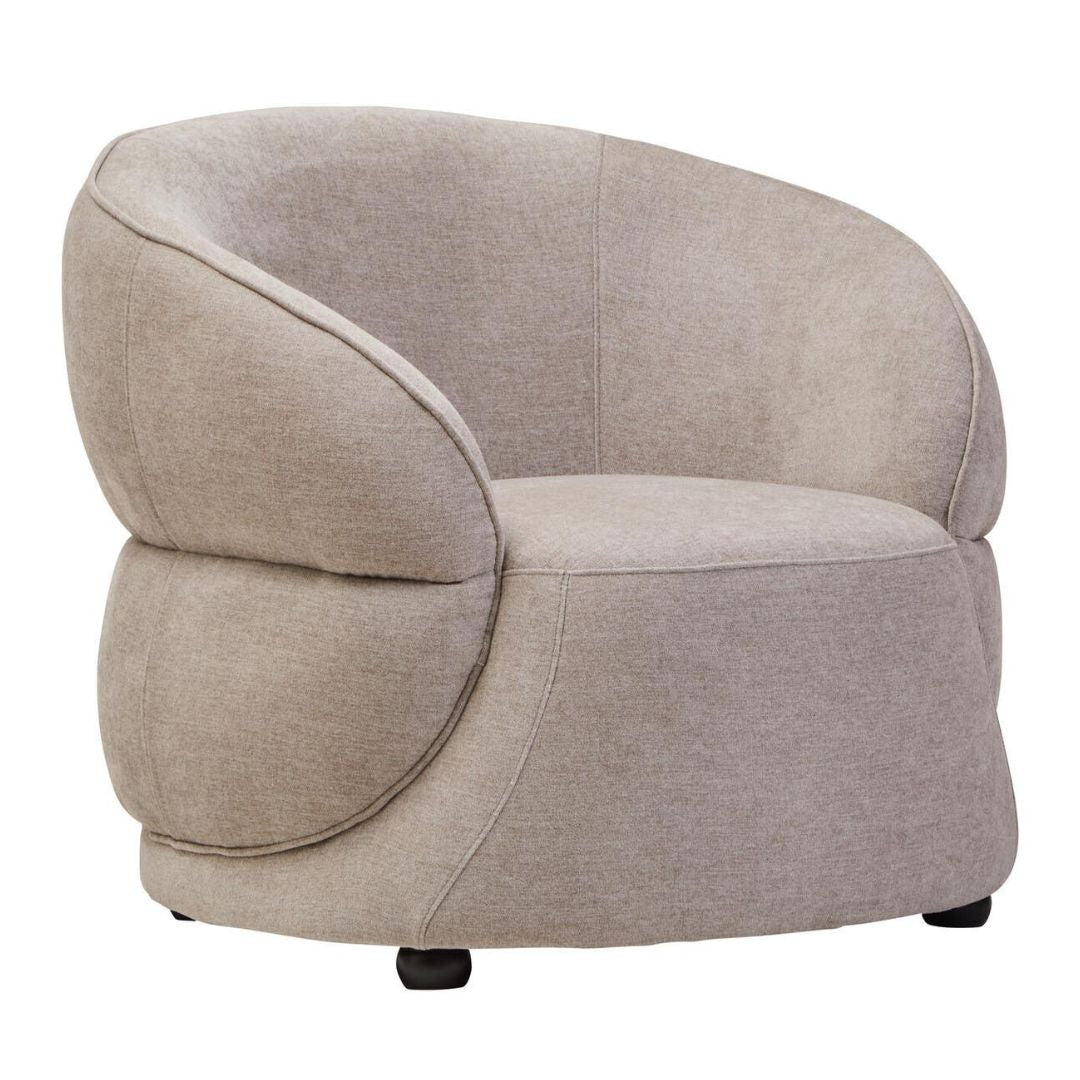 Sienna Taupe Chenille Curved Chair - INSIDE HOUSE