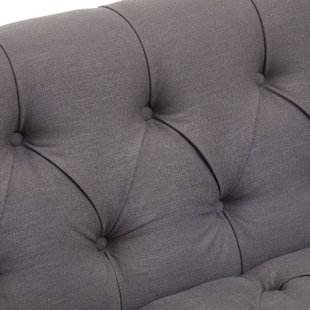 Sorella Grey Fabric Chesterfield 2-Seat Sofa - INSIDE HOUSE