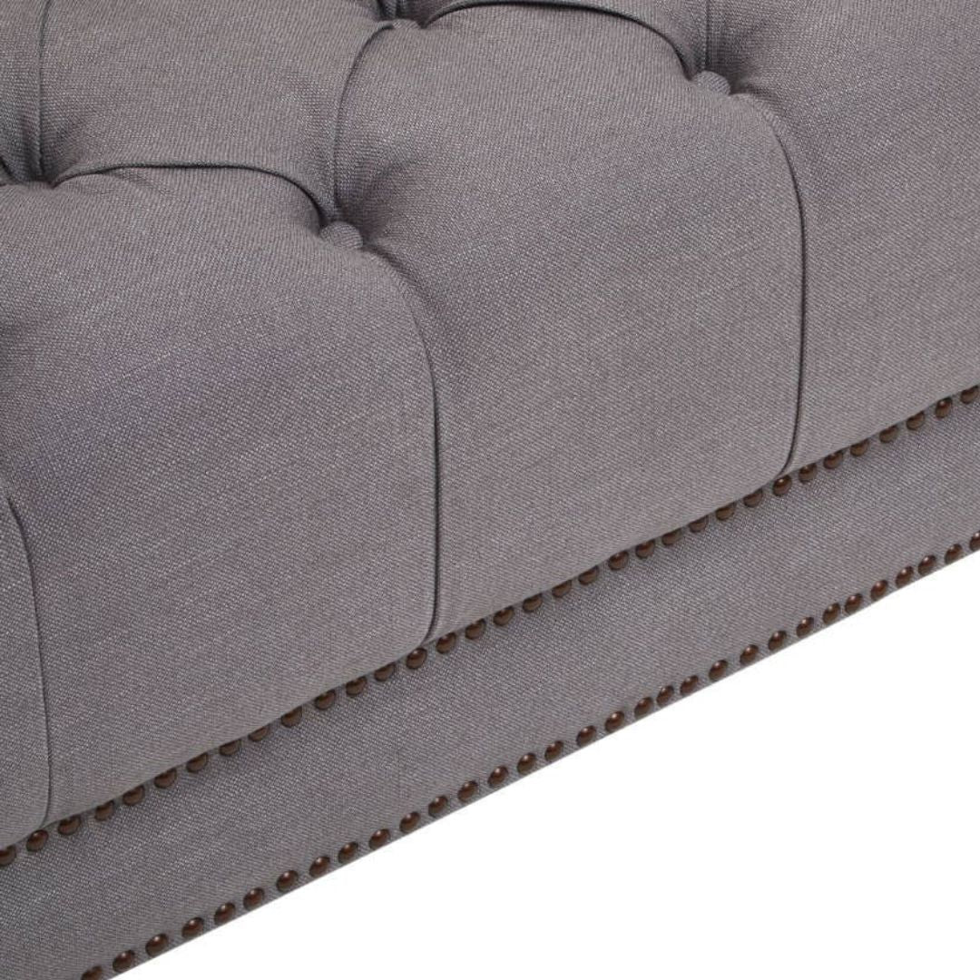 Sorella Grey Fabric Chesterfield 2-Seat Sofa - INSIDE HOUSE
