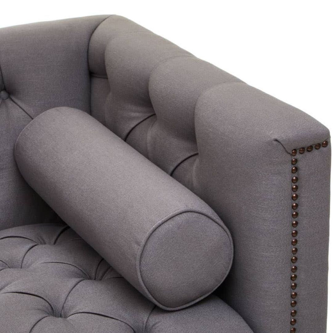 Sorella Grey Fabric Chesterfield 2-Seat Sofa - INSIDE HOUSE
