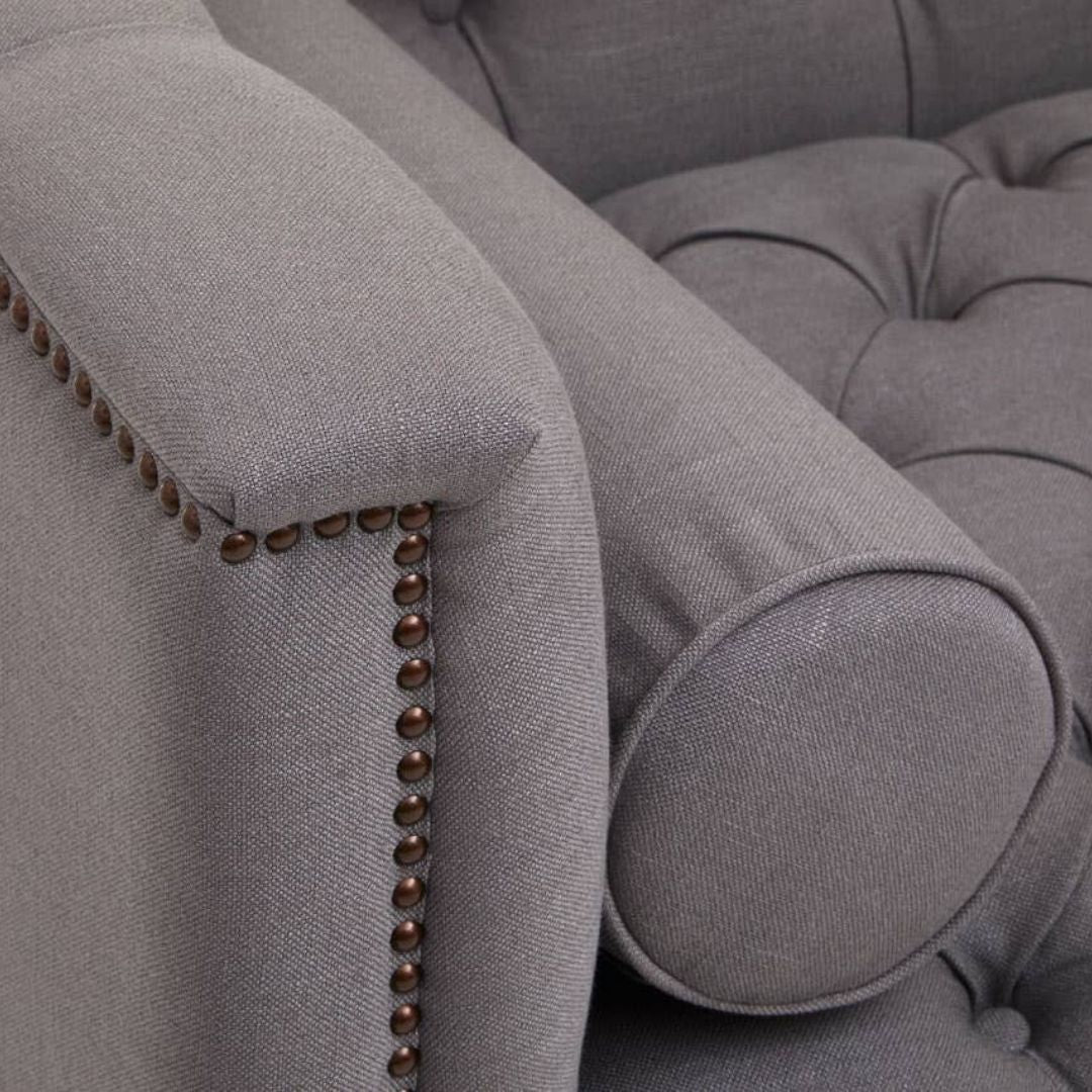 Sorella Grey Fabric Chesterfield 2-Seat Sofa - INSIDE HOUSE