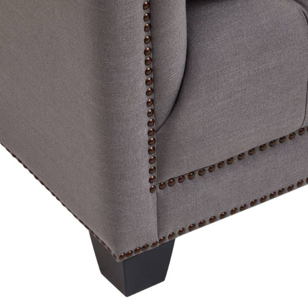 Sorella Grey Fabric Chesterfield 2-Seat Sofa - INSIDE HOUSE