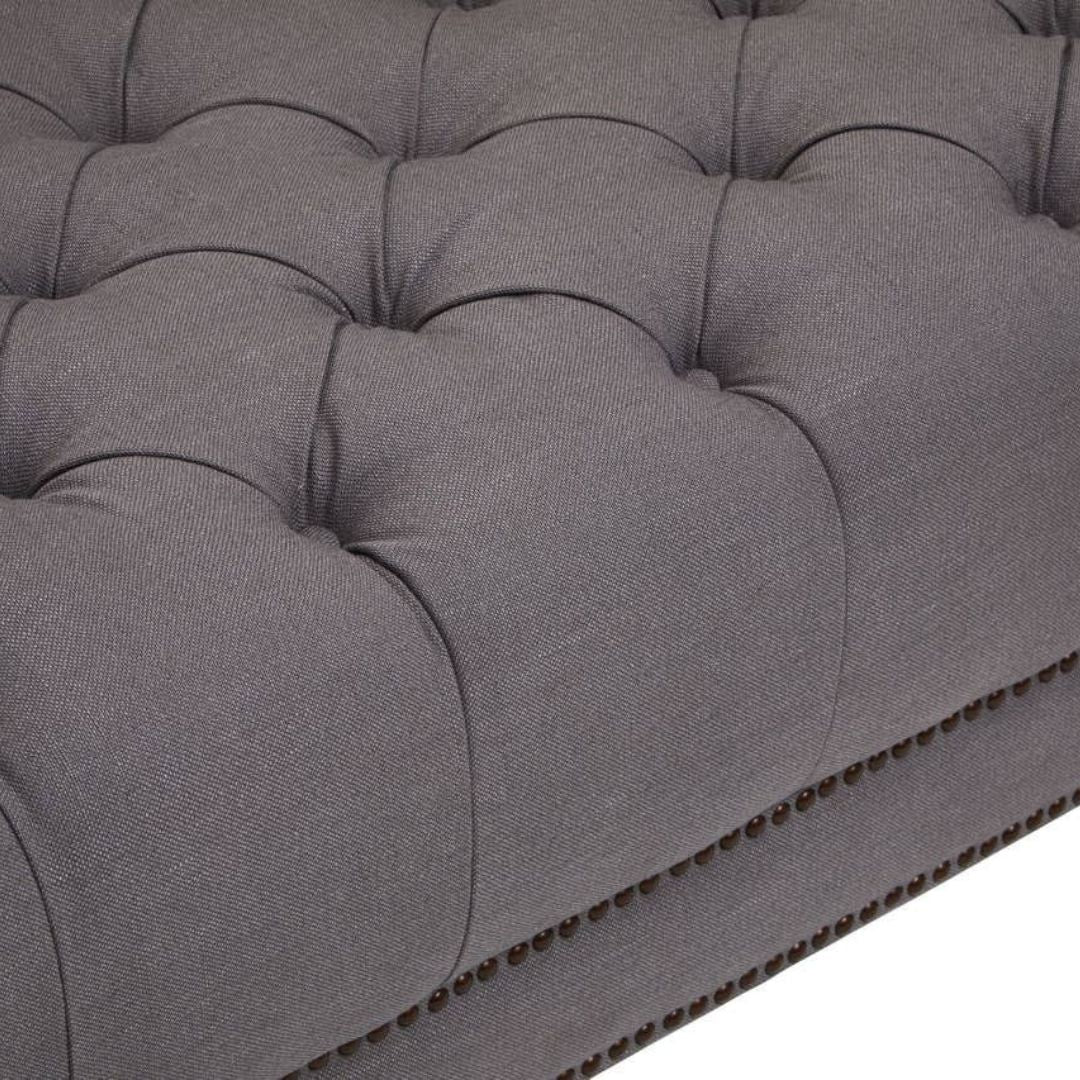 Sorella Grey Fabric Chesterfield 3-Seat Sofa - INSIDE HOUSE