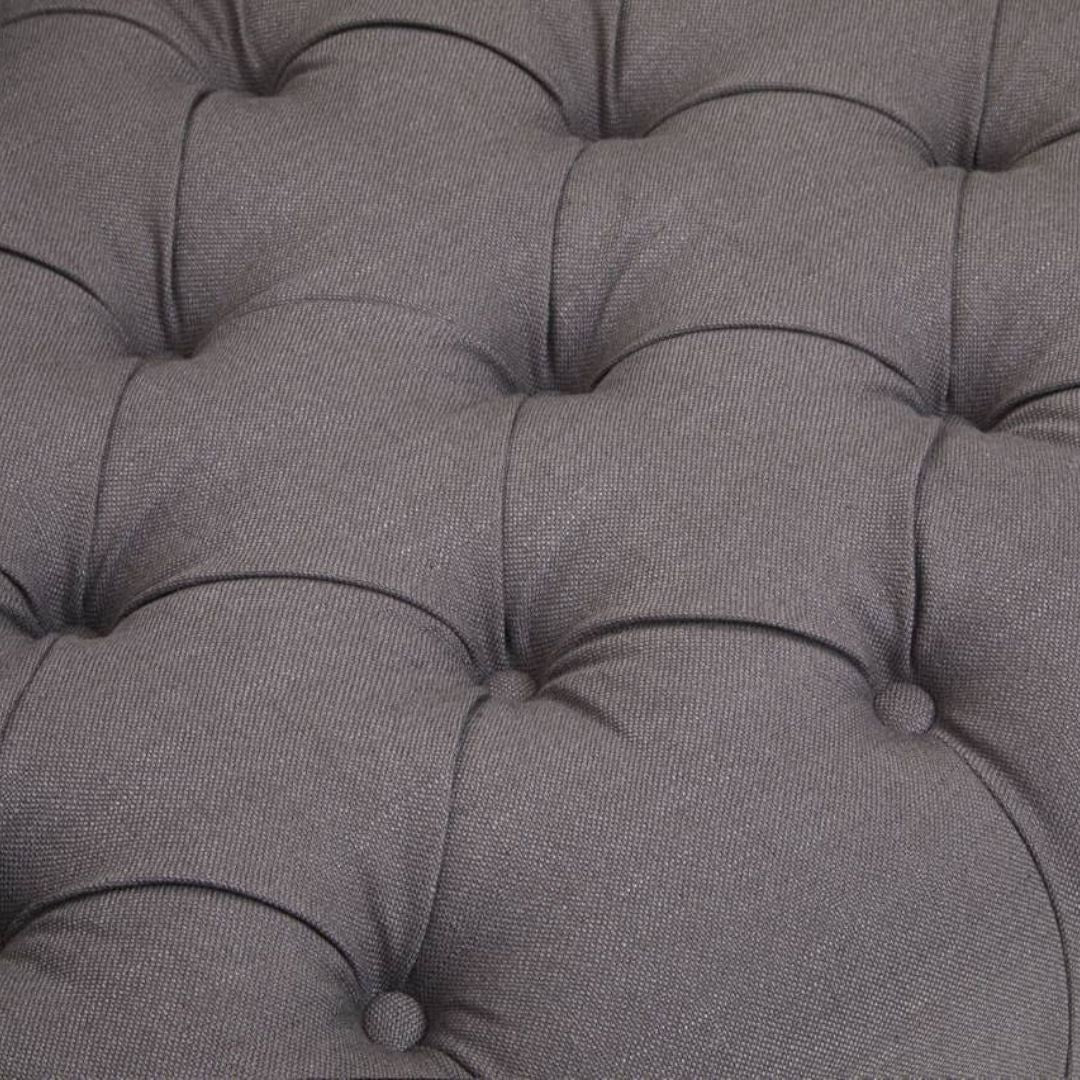 Sorella Grey Fabric Chesterfield 3-Seat Sofa - INSIDE HOUSE