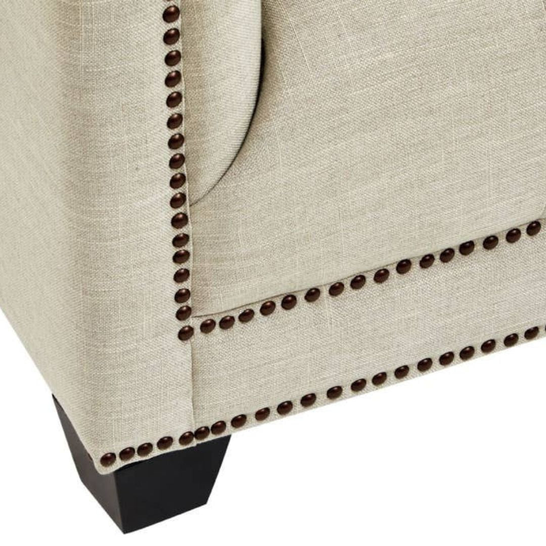 Sorella Stone Fabric Chesterfield 2-Seat Sofa - INSIDE HOUSE