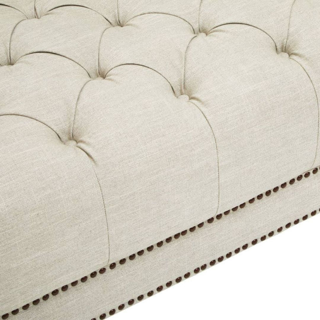 Sorella Stone Fabric Chesterfield 2-Seat Sofa - INSIDE HOUSE
