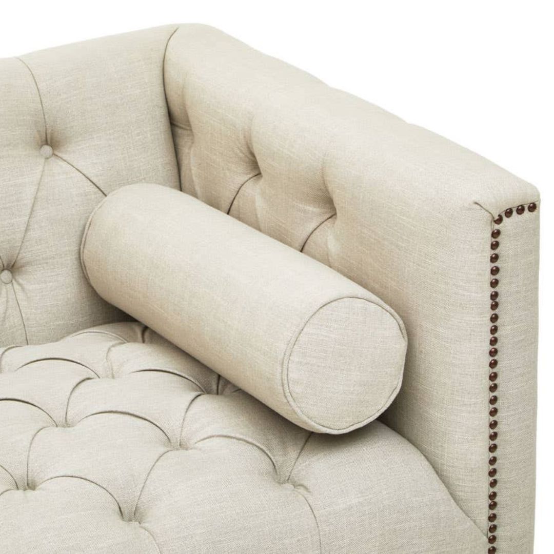 Sorella Stone Fabric Chesterfield 2-Seat Sofa - INSIDE HOUSE