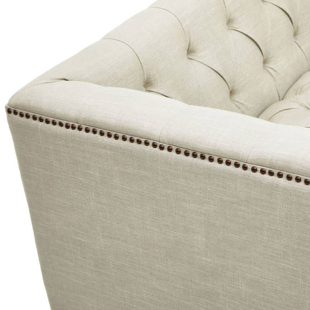 Sorella Stone Fabric Chesterfield 2-Seat Sofa - INSIDE HOUSE