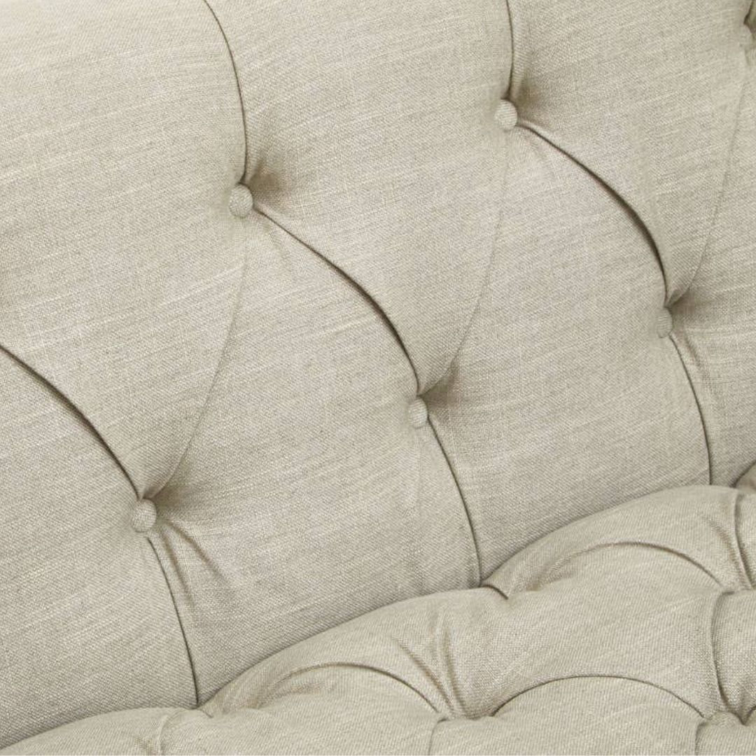 Sorella Stone Fabric Chesterfield 2-Seat Sofa - INSIDE HOUSE