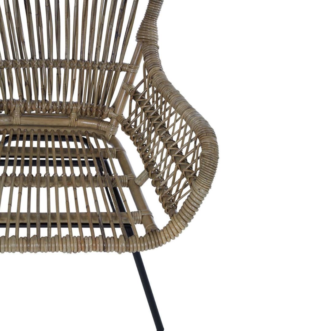 Tamar Kubu Rattan Lounge Chair – Natural &amp; Black Metal