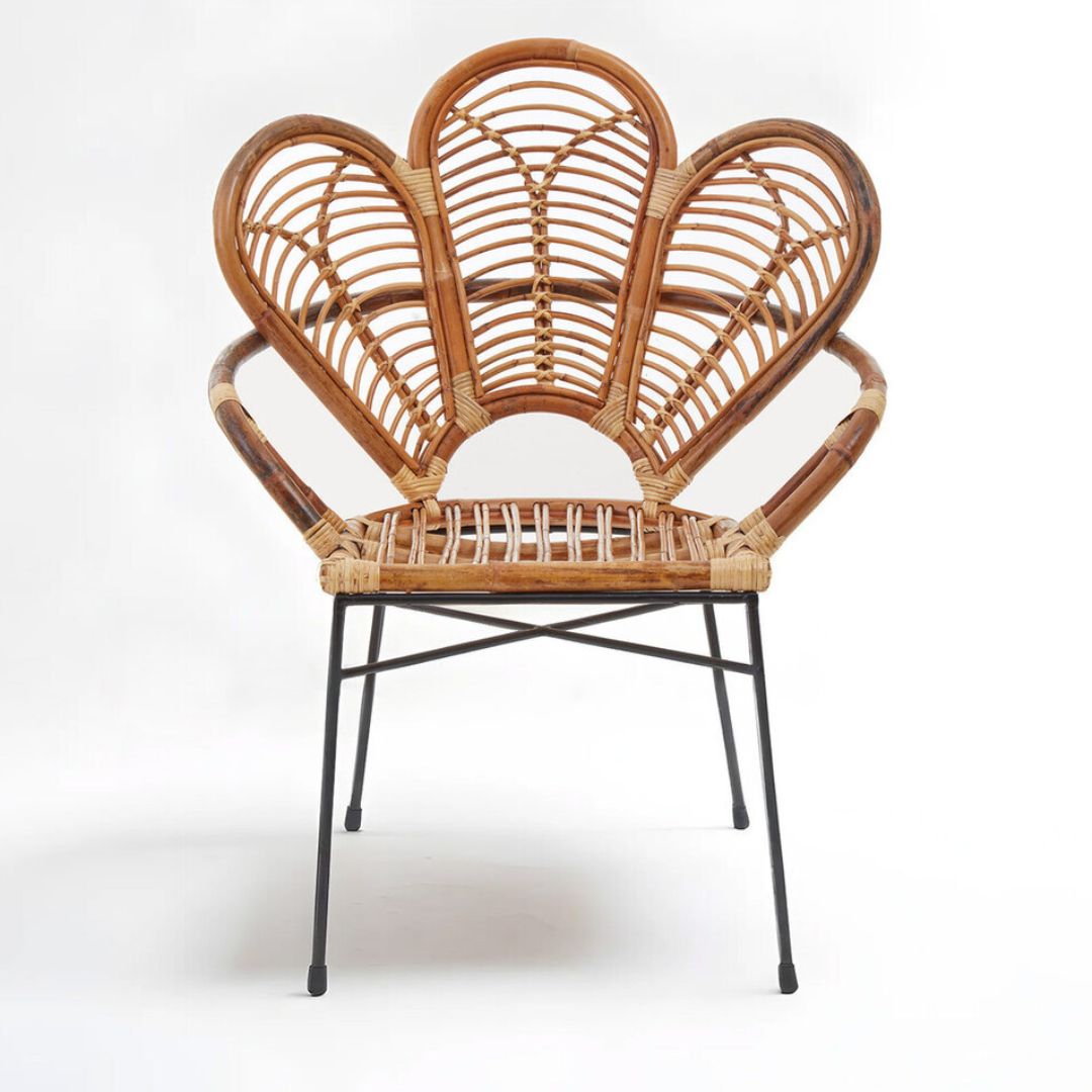 Tamar Petal Rattan Armchair – Natural &amp; Black Metal