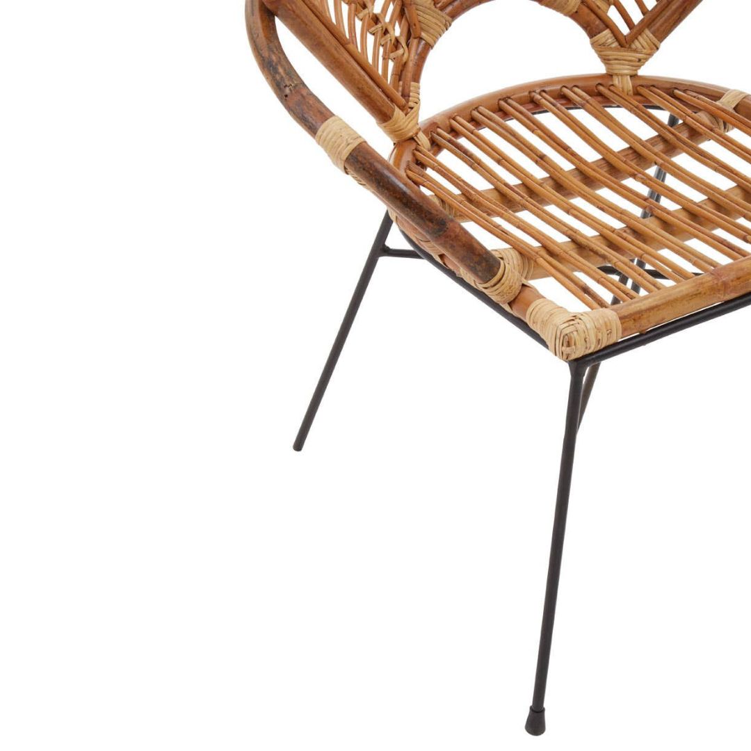 Tamar Petal Rattan Armchair – Natural &amp; Black Metal