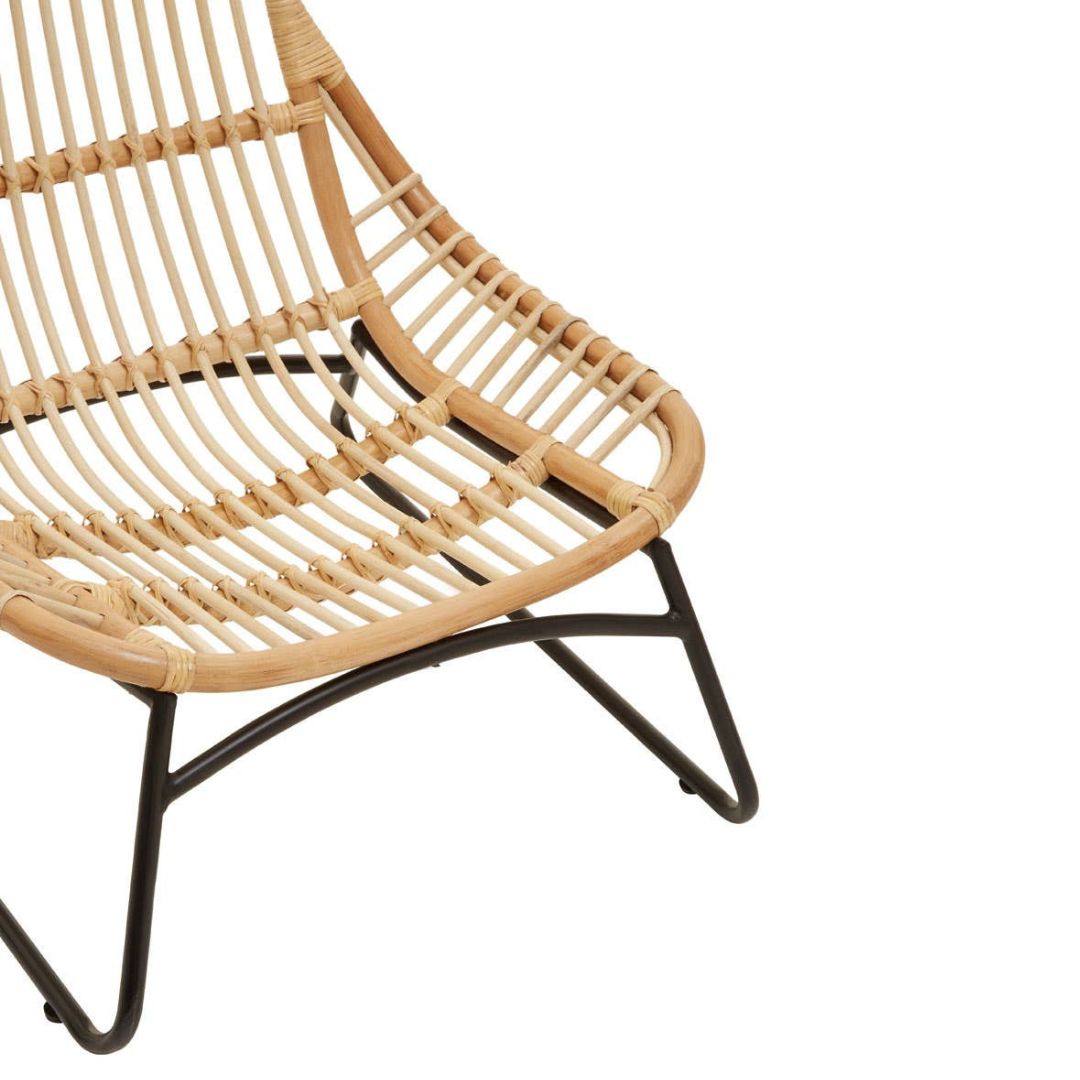 Tamar Rattan Lounge Chair – Natural &amp; Black Metal