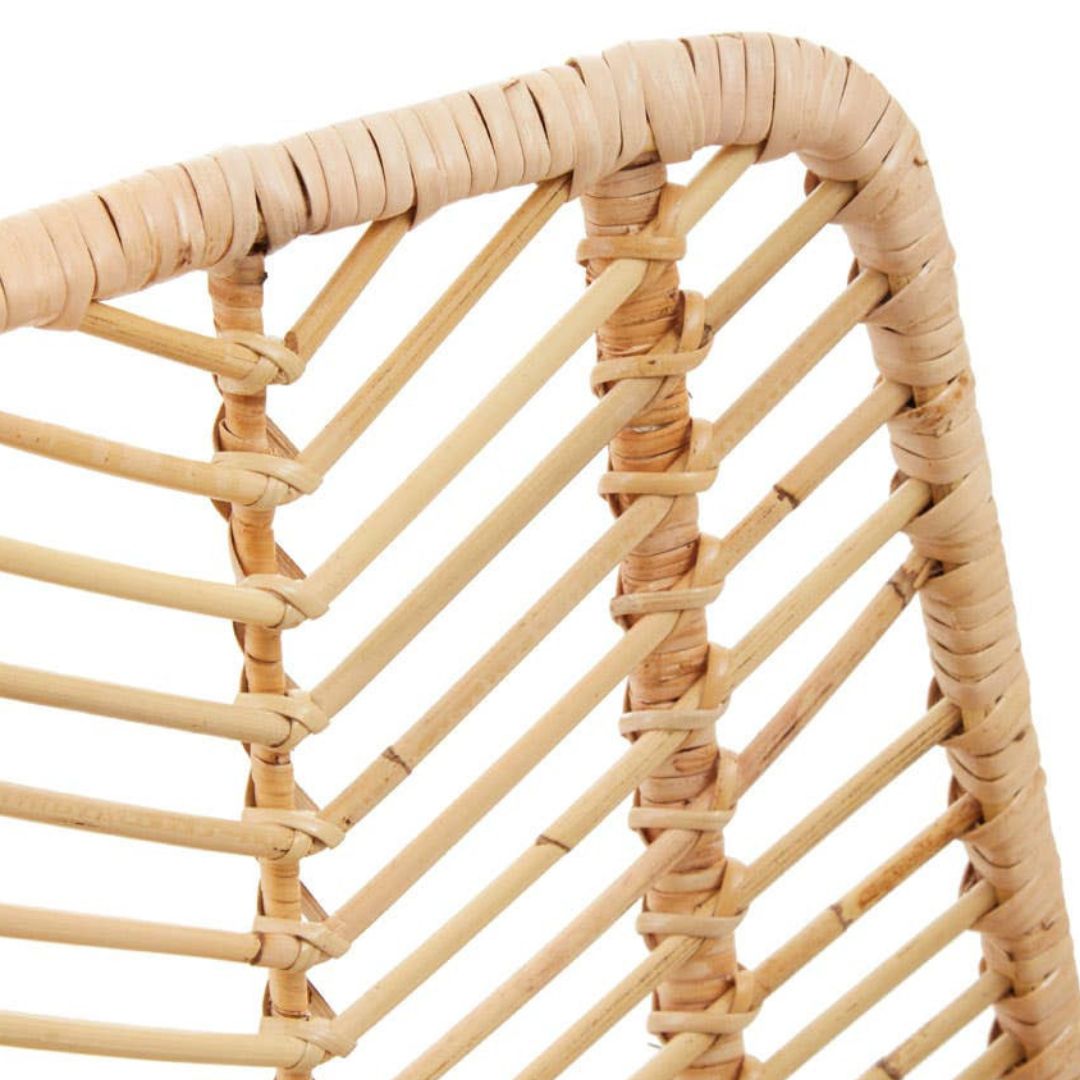 Tamar Woven Rattan Chair – Natural &amp; Black Metal