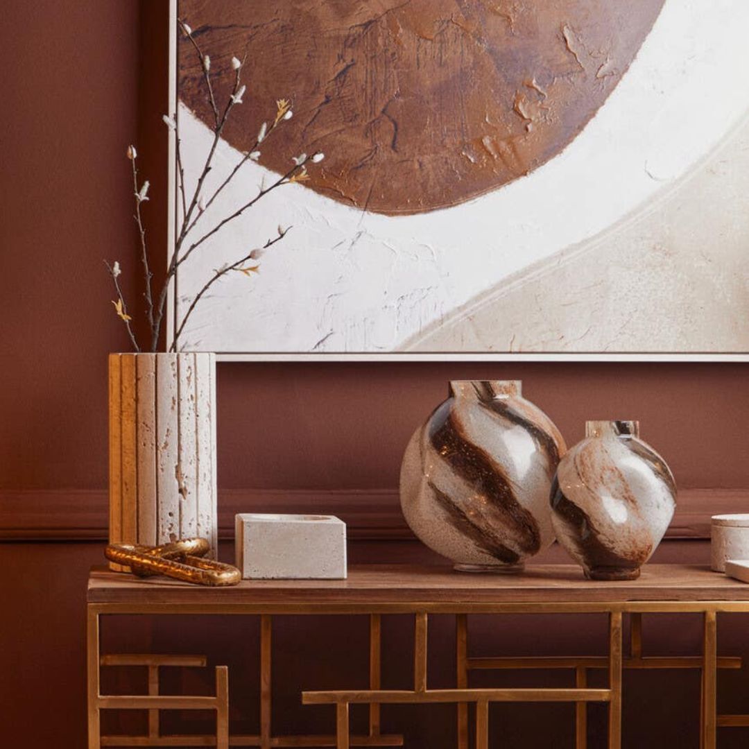 Torano Ribbed Travertine Vase