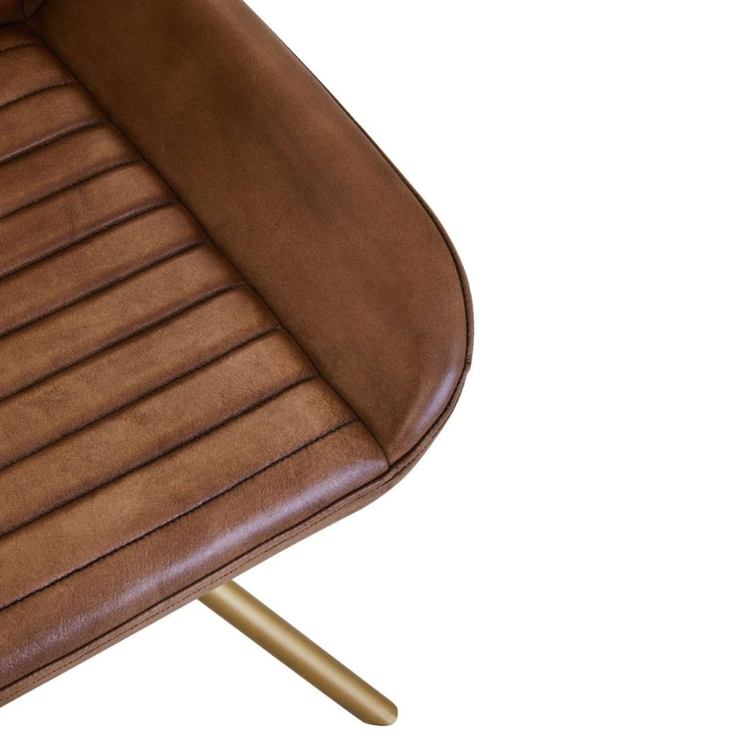 Torin Brown Leather Dining Chair – Gold Metal Legs