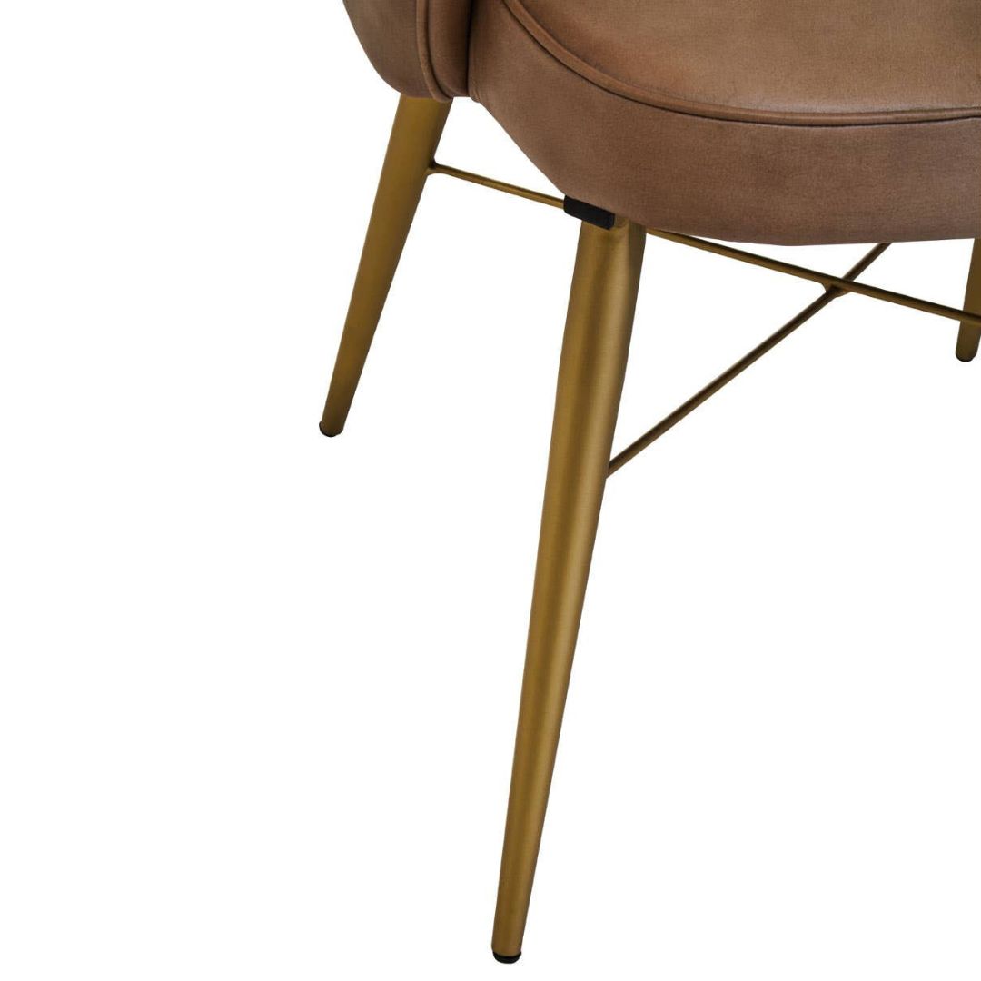 Torin Grey Leather Diamond Dining Chair – Gold Metal Legs
