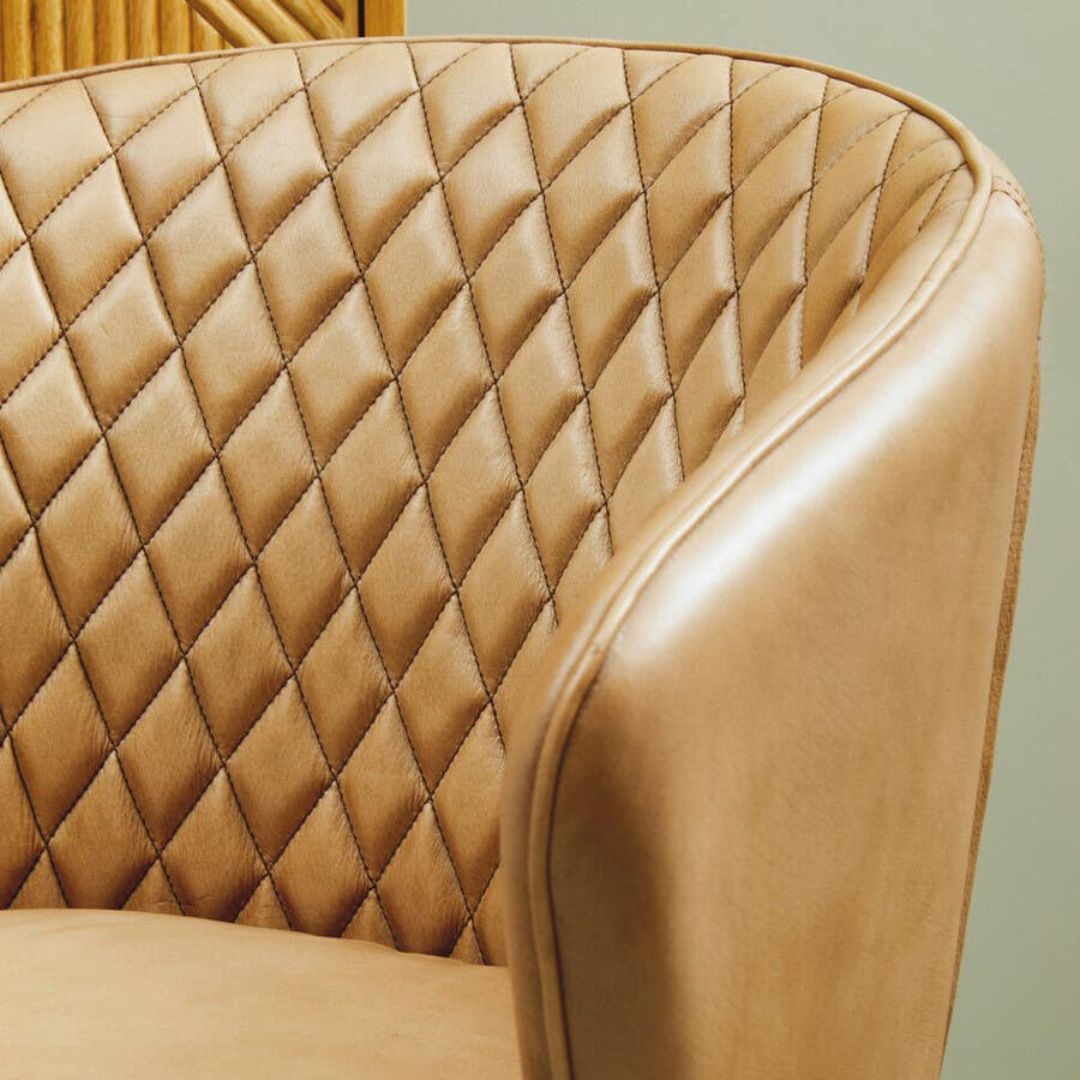 Torin Grey Leather Diamond Dining Chair – Gold Metal Legs