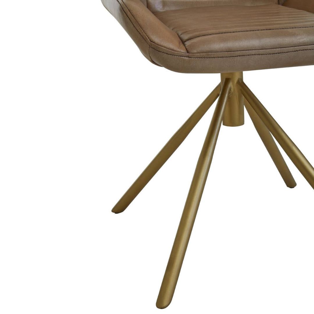 Torin Grey Leather Dining Chair – Gold Metal Legs