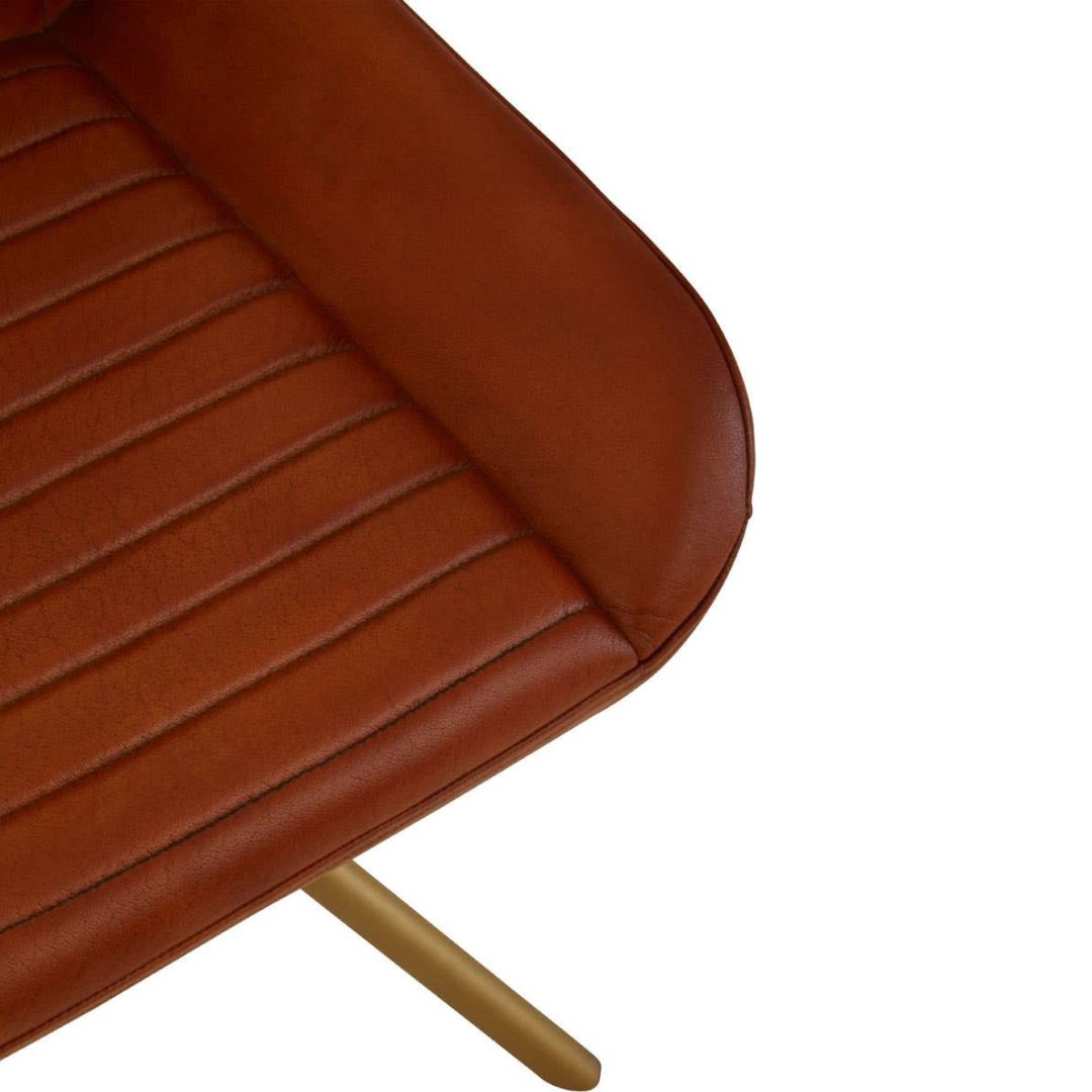 Torin Tan Leather Dining Chair – Gold Metal Legs