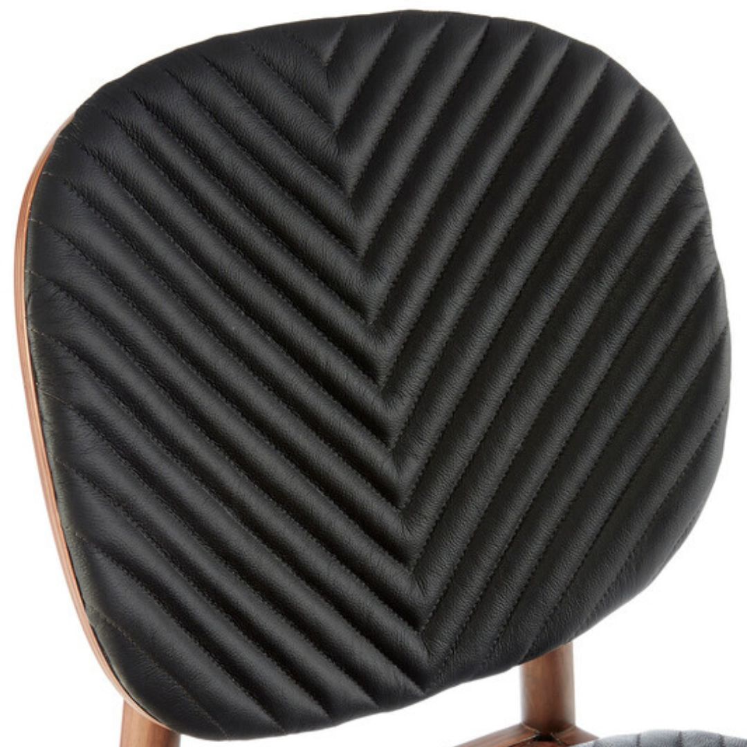 Torino Chevron Leather Dining Chair – Walnut & Black - INSIDE HOUSE