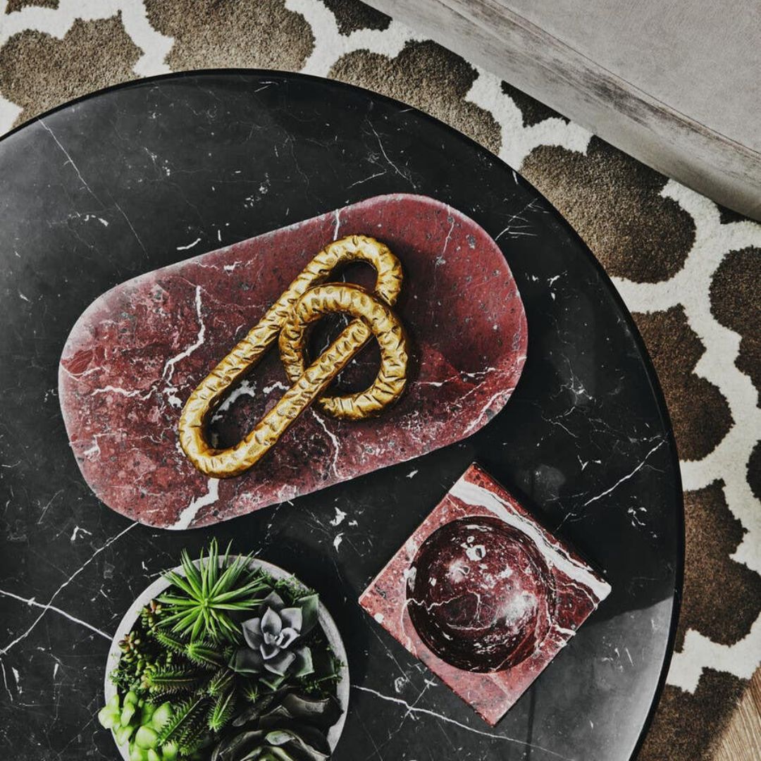 Torino Round Coffee Table – Marble & Walnut - INSIDE HOUSE