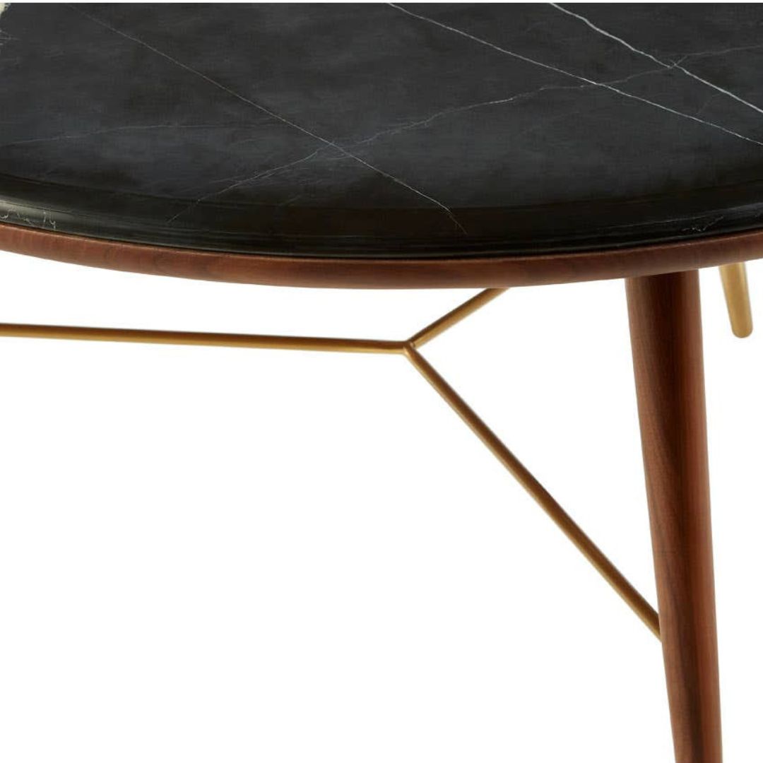 Torino Round Coffee Table – Marble & Walnut - INSIDE HOUSE