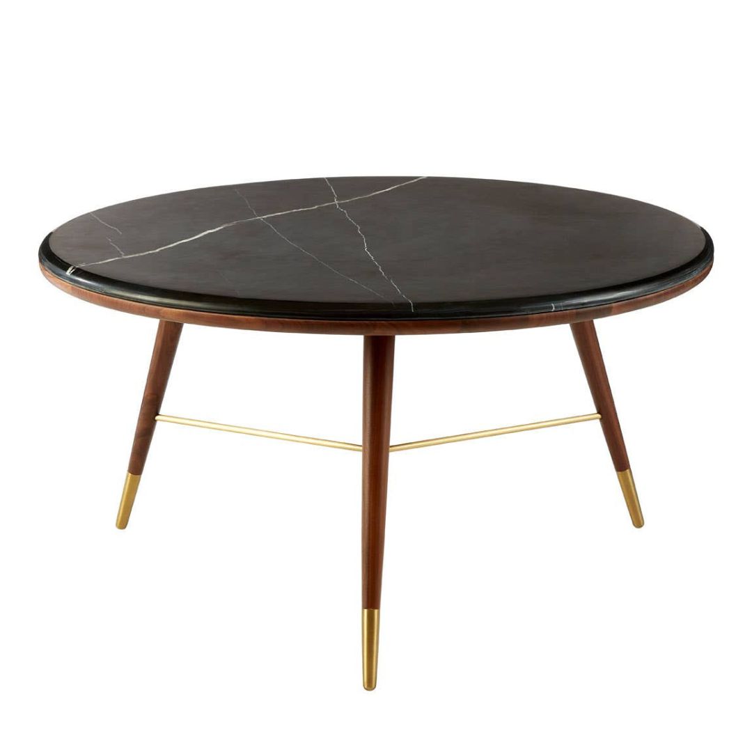 Torino Round Coffee Table – Marble & Walnut - INSIDE HOUSE