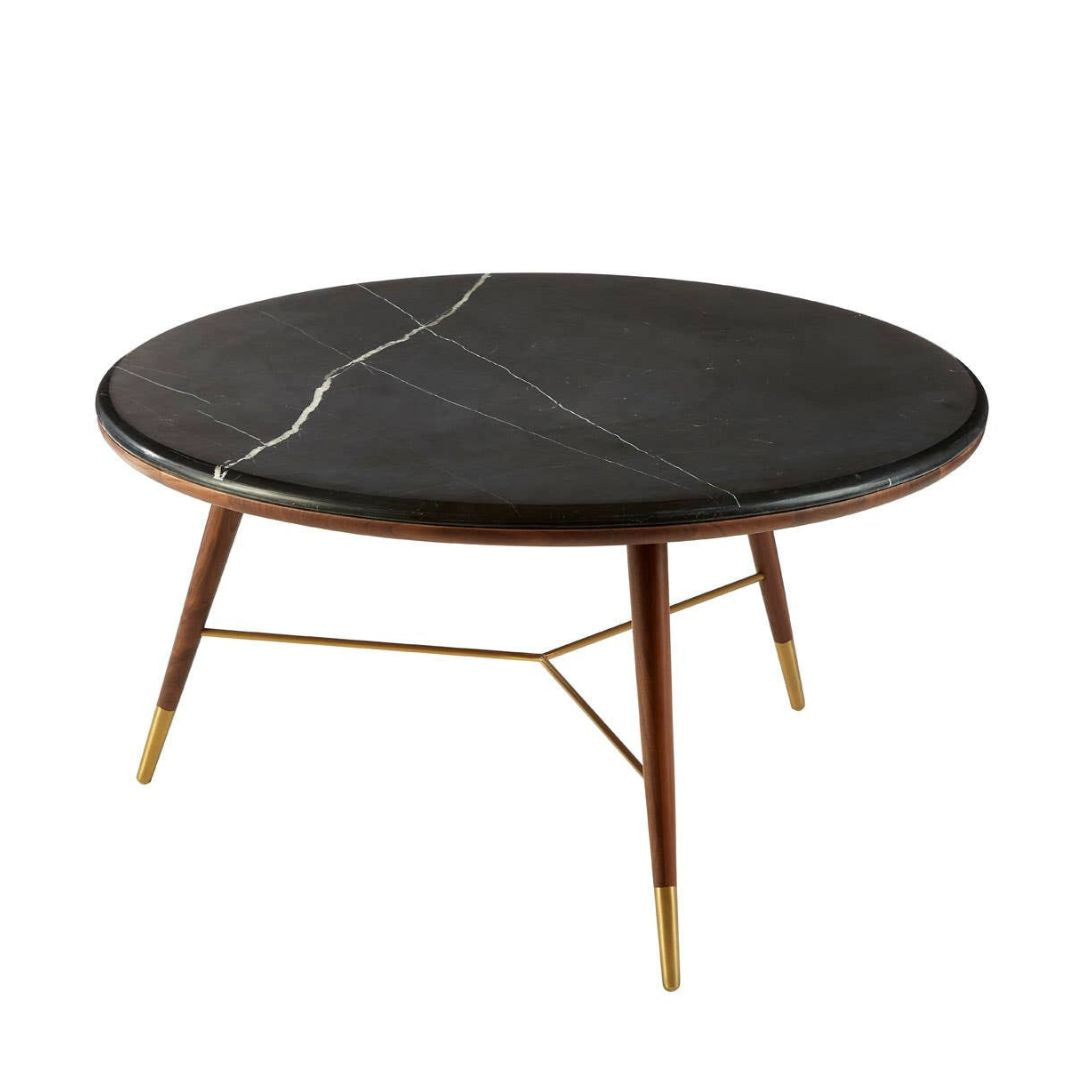 Torino Round Coffee Table – Marble & Walnut - INSIDE HOUSE