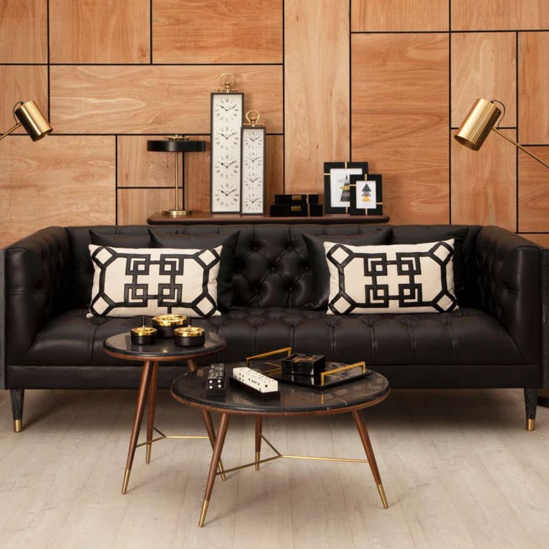 Torino Round Coffee Table – Marble &amp; Walnut - INSIDE HOUSE