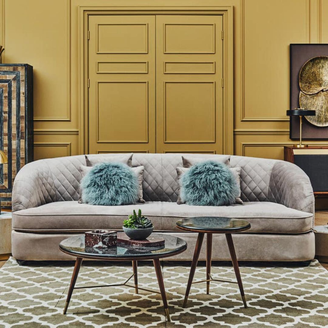 Torino Round Coffee Table – Marble &amp; Walnut - INSIDE HOUSE