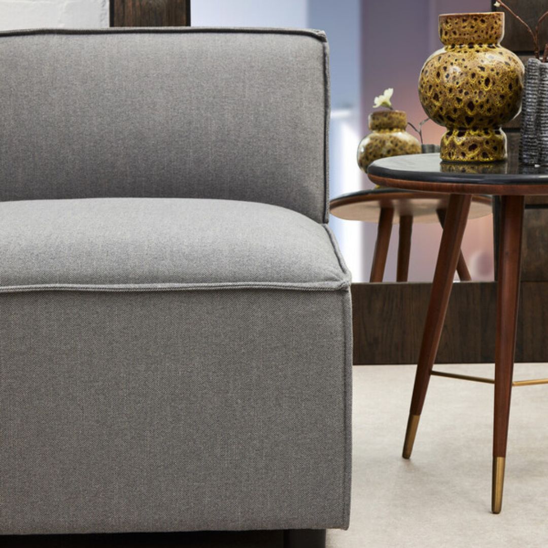 Torino Round End Table – Marble & Walnut - INSIDE HOUSE