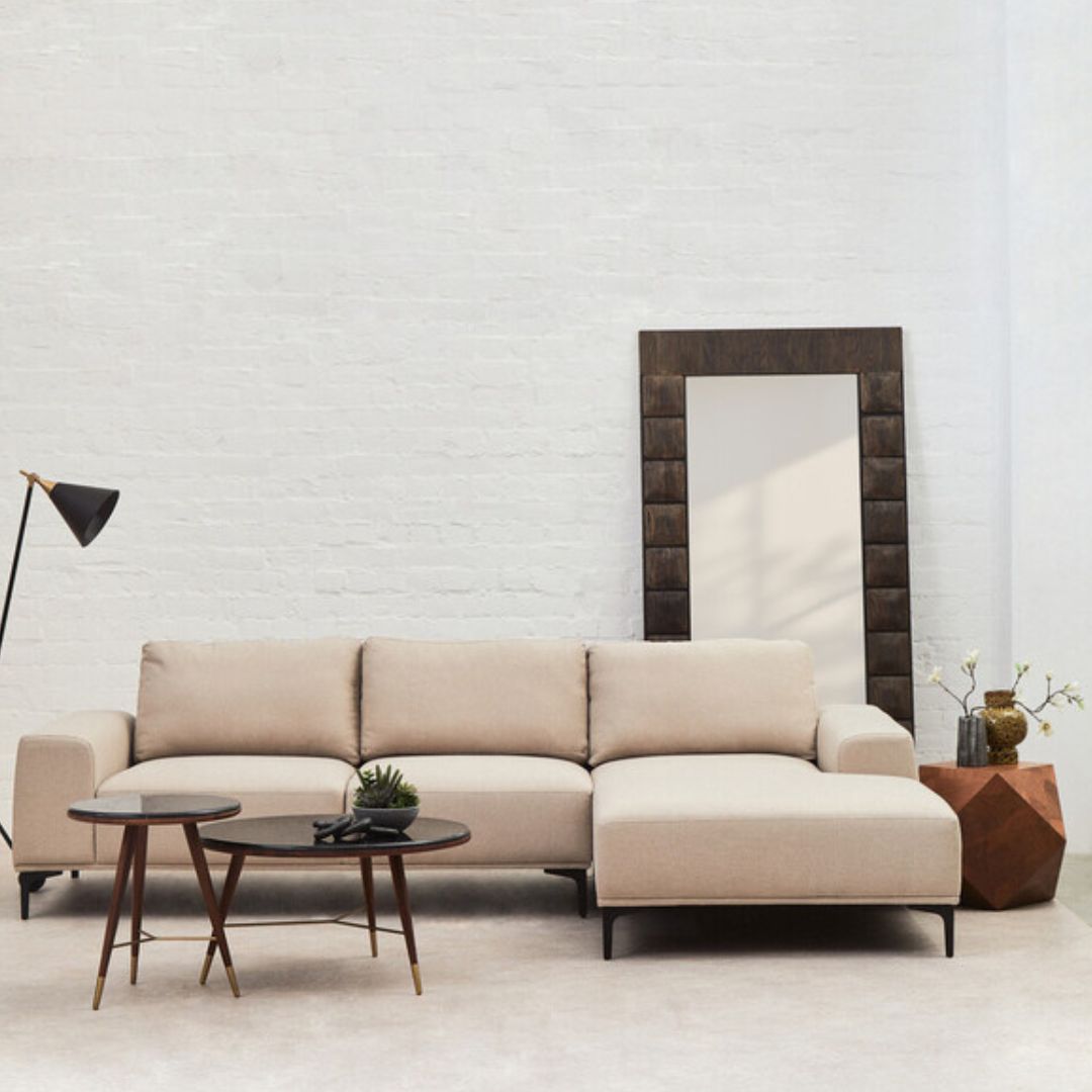 Torino Round End Table – Marble &amp; Walnut - INSIDE HOUSE