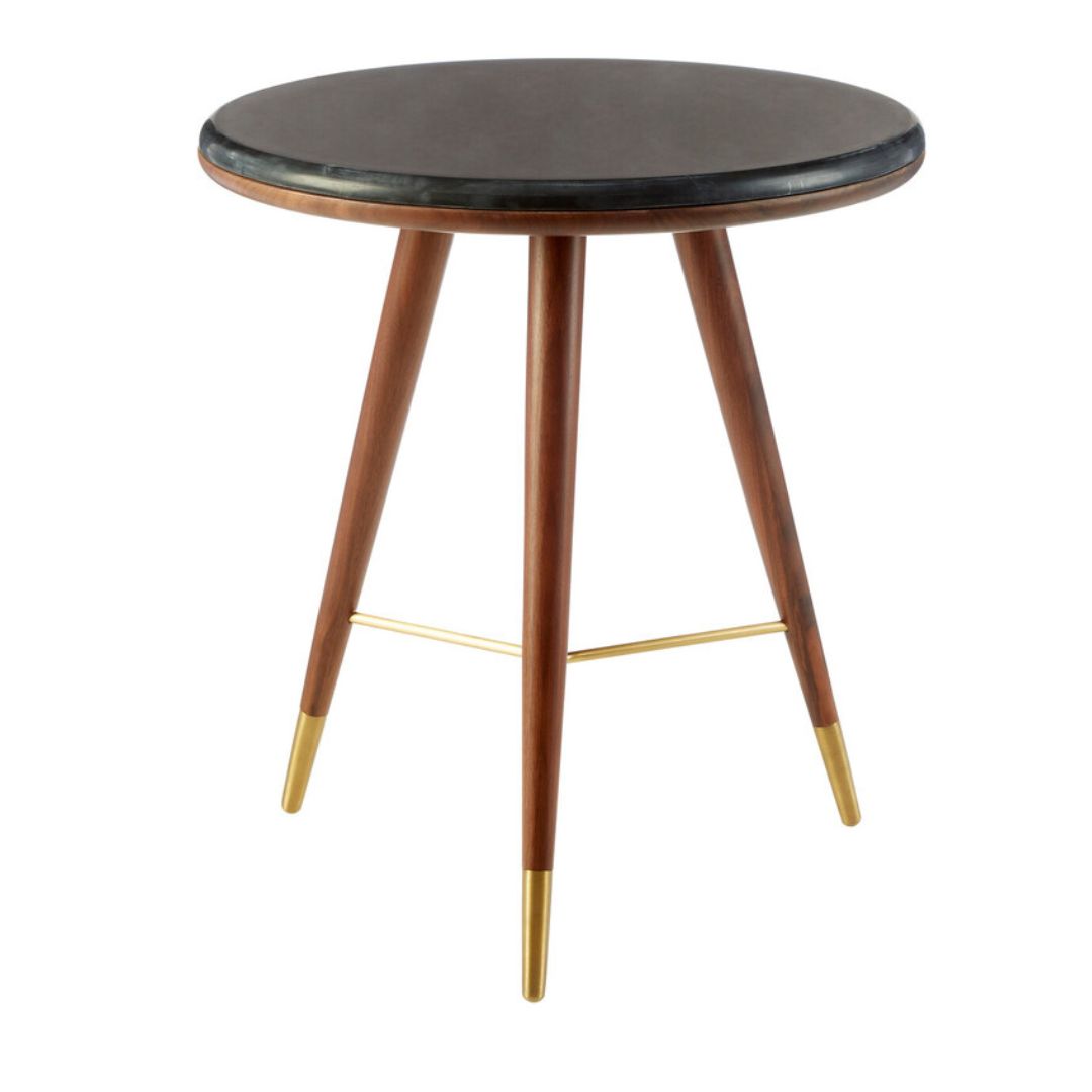 Torino Round End Table – Marble & Walnut - INSIDE HOUSE