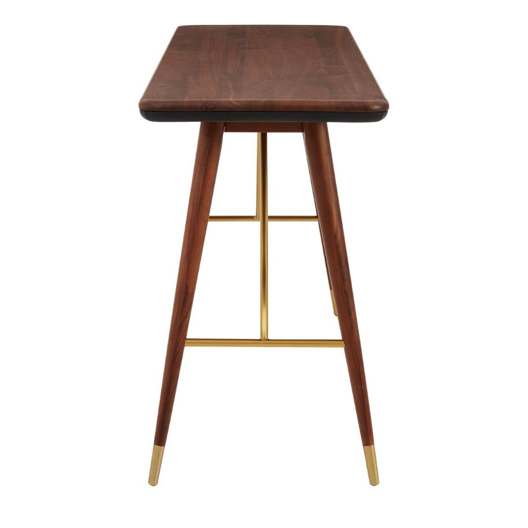 Torino Walnut Console Table – Leather Trim & Brass Detail - INSIDE HOUSE